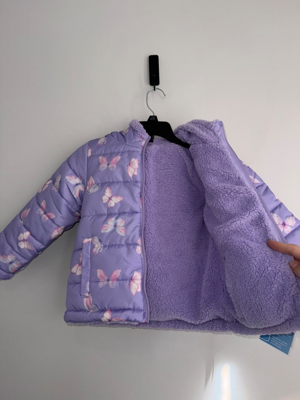 FALLS CREEK New $50 Girls 4T Purple Pink Butterfly Hooded Winter Reversible Coat - Picture 5 of 5